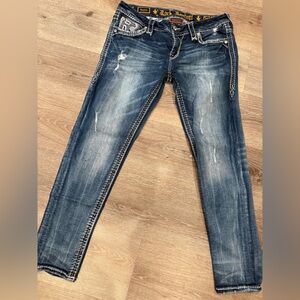 Rock Revival Distressed Blue Jeans